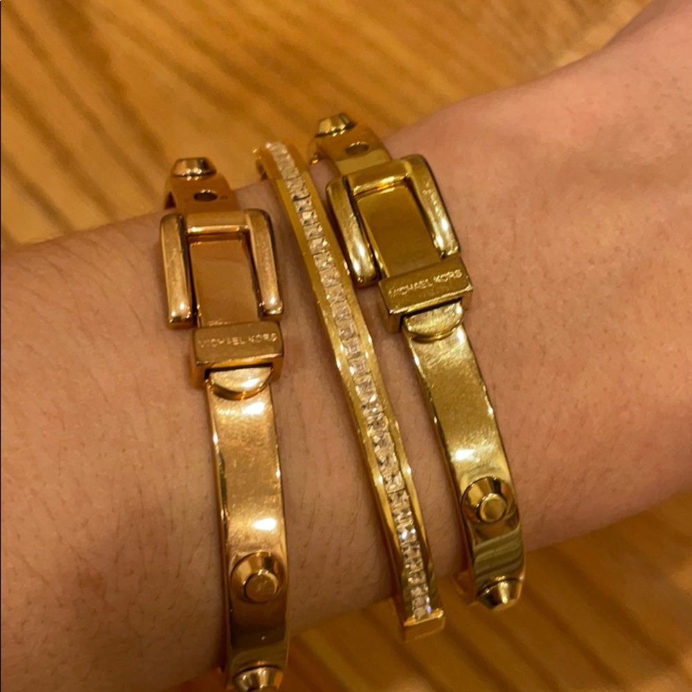 Michael Kors gold and rose gold bangles set
